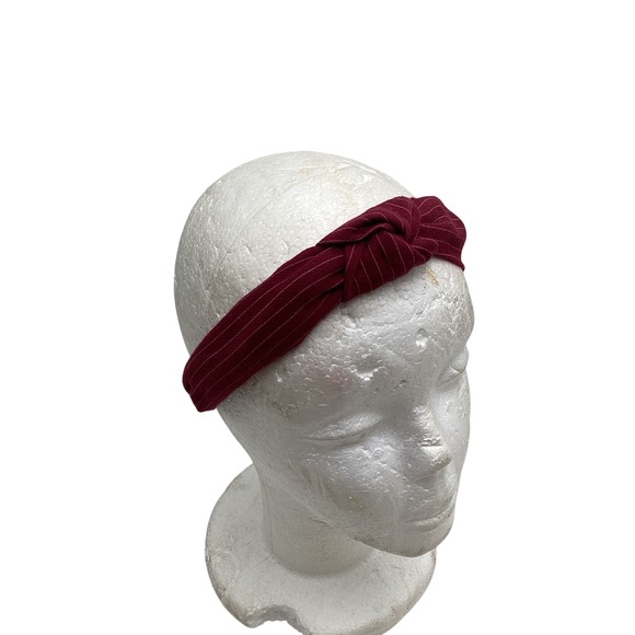 Accessories - Burgundy Pinstripe Knotted Headband Red White Stripe Top Knot Hair Accessory